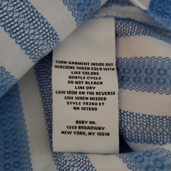 Ruby Rd 2X Plus Boho Striped Embroidered V-Neck Tunic Top Coastal Grandmother - Picture 9 of 9